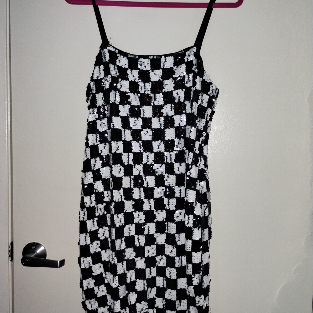 Lily Rose Black and White Checkered Mini Dress